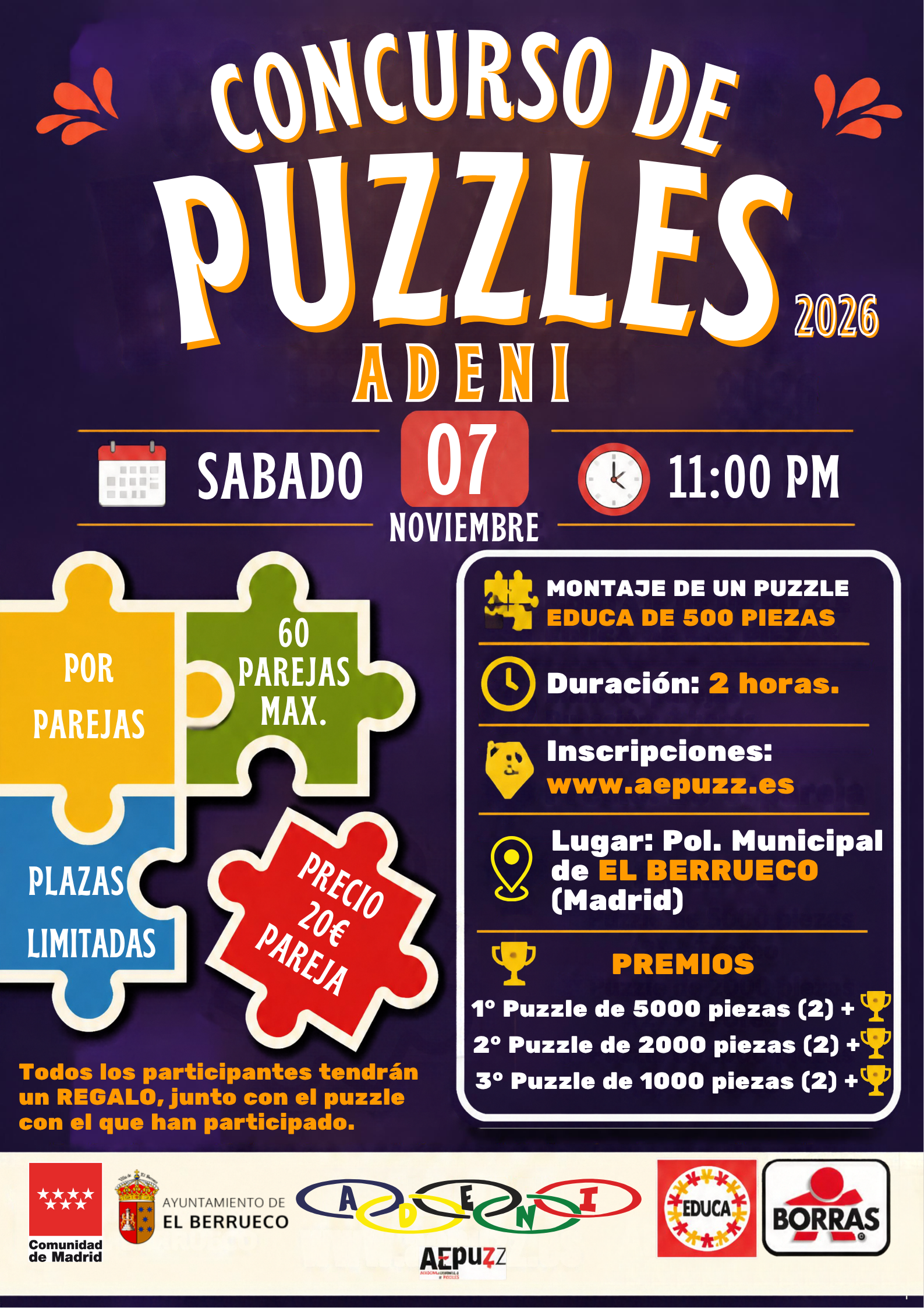 IV Concurso ADENI de Puzzles: nos vemos en El Berrueco el 7 de noviembre